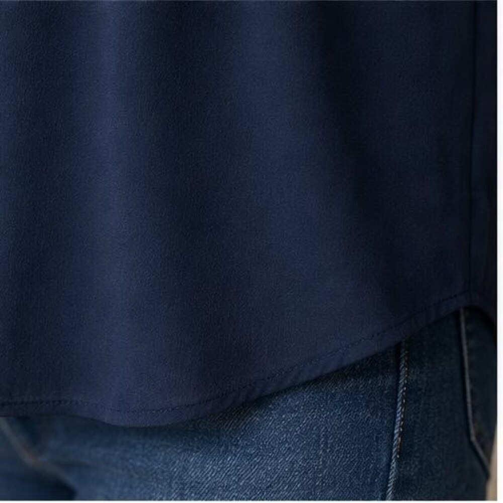 Navy Ruffle Collar Blouse - Picture 6 of 6